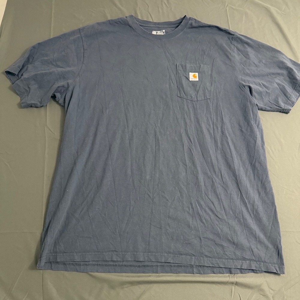 Carhartt Men's Loose Fit Blue Pocket Logo Tee Workwear‎ Size 3XL